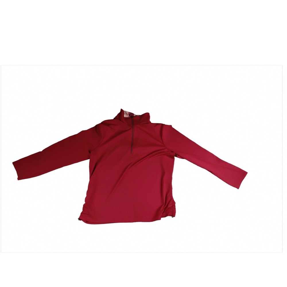 Chico's Zenergy Quarter-Zip Pullover Size 2 L Pink‎ Ruched Side Athleisure Top